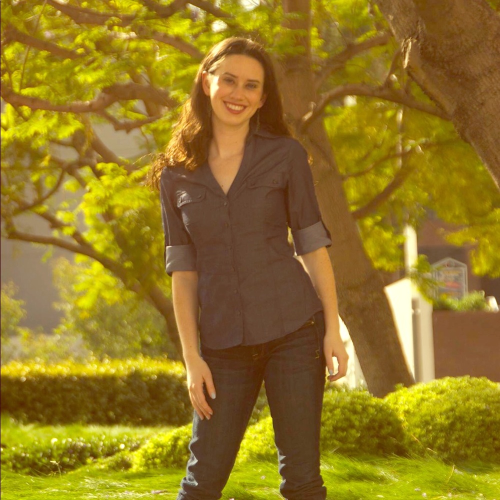 Express dark chambray shirt.